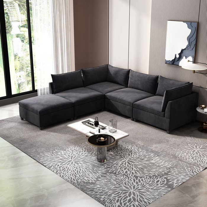 Latitude Run® 121" Wide Reversible Modular Corner Sectional with Ottoman & Reviews Wayfair